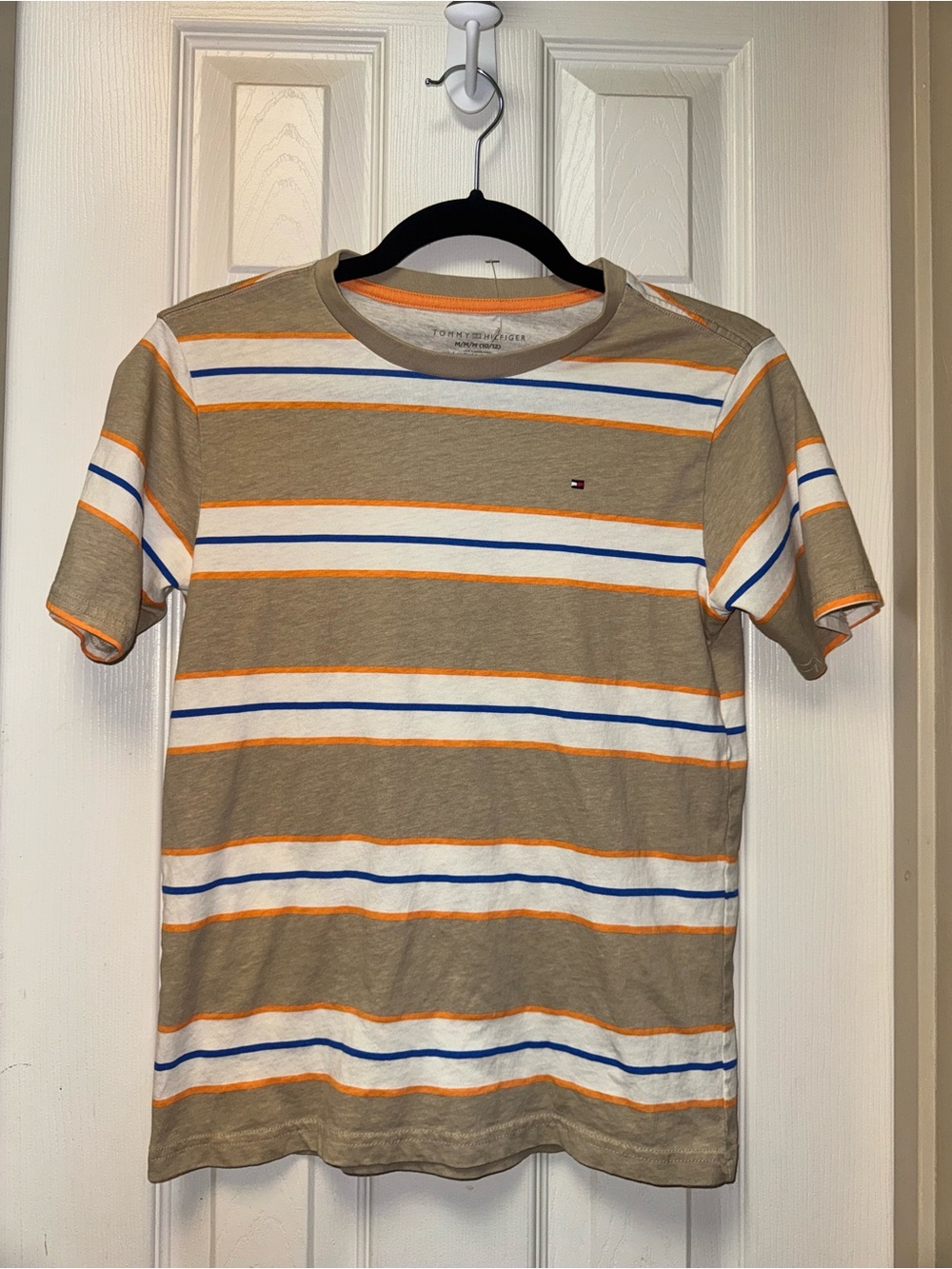 Tommy Hilfiger Boy’s Tan Striped Crew Neck T-Shirt Size M (10/12)